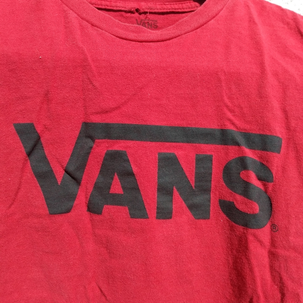 Vans Vintage 90s Y2K 2000 Red t-shirt Black Lettering Logo size Small